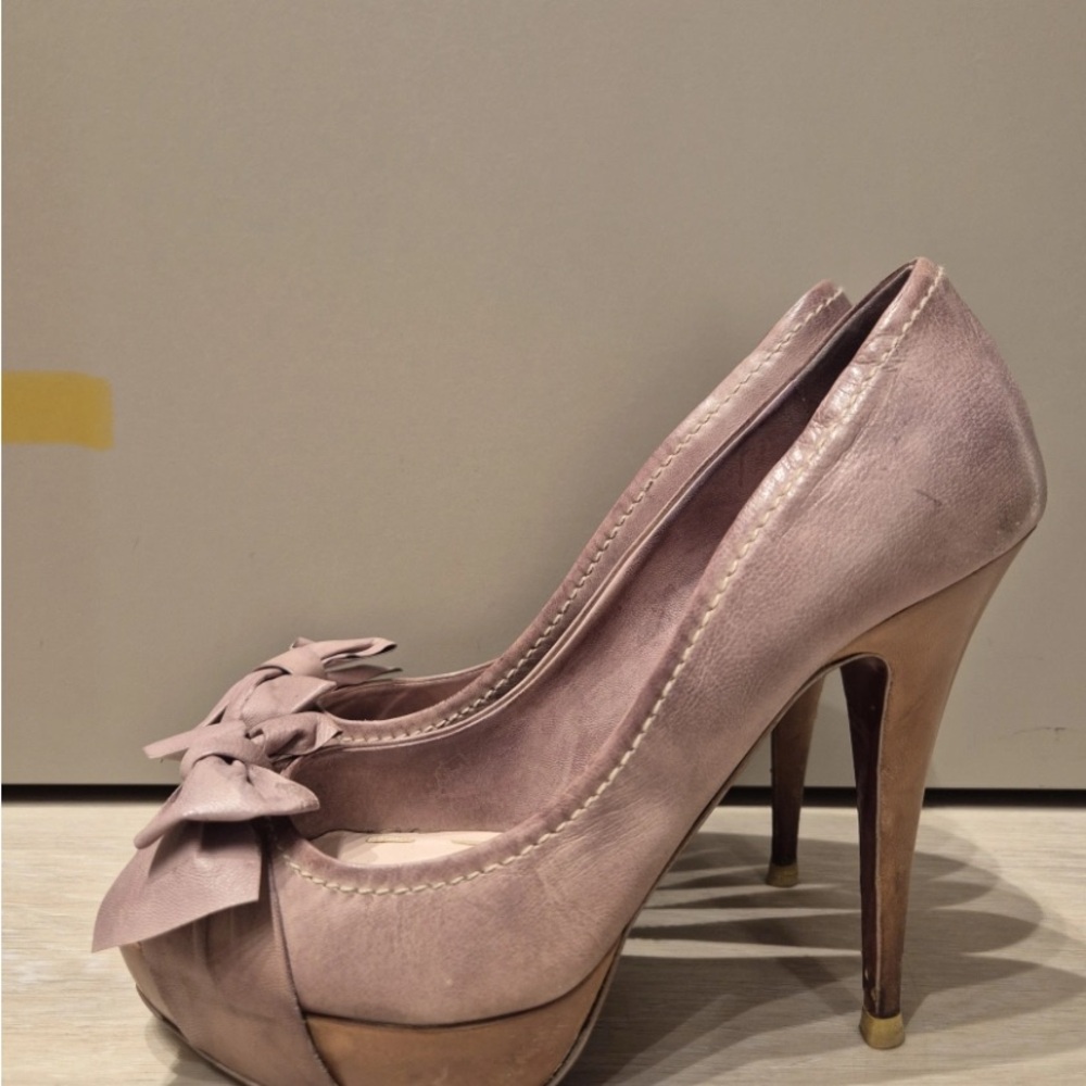 Miu Miu Dusty Pink Bow Heels